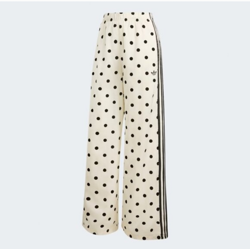 adidas Cream and Black Polka Dot Wide-Leg Track Pants - Picture 4 of 6